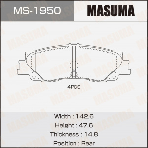 MS-1950 MASUMA Тормозные колодки задние Toyota Land Cruiser (J300) 21- Land Cruiser Prado 23-