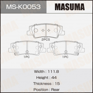MS-K0053 MASUMA Тормозные колодки задние K5 2.0 MPI