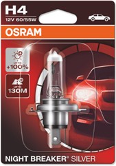 64193NBS-1BL Osram Night Braker SILVER H4 12V 60/55W P43t Автолампа (блистер 1шт +100%; +130 метров)