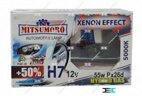 Mitsumoro  H7 12V 55W Px26d +50% super white xenon effect Автолампа (ближний) (к-т 2шт)