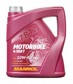 Mannol 7812 MOTORBIKE 4-Takt 10W40 sl;  4L Синт. масло для мотоциклов