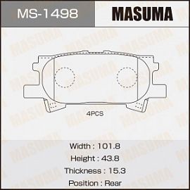 MS-1498 MASUMA Тормозные колодки задние Lexus rx300/350/400 04-