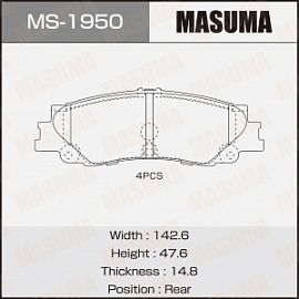 MS-1950 MASUMA Тормозные колодки задние Toyota Land Cruiser (J300) 21- Land Cruiser Prado 23-